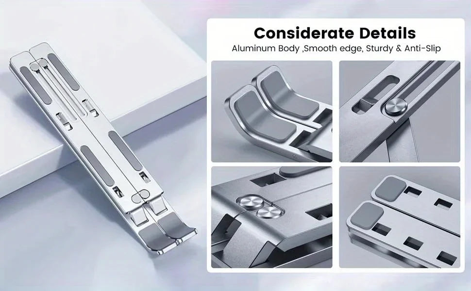 Adjustable Aluminum Laptop Stand | 6-Level Height Foldable 8-16" Laptops | Afrocentric