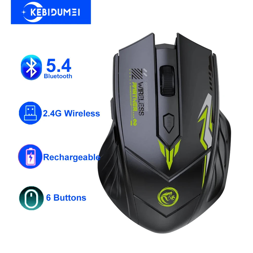 Bluetooth 5.4 Dual-Mode Wireless Mouse | 6 Buttons | Rechargeable | PC & Mac BT5.4 2.4G BK China Mainland | Afrocentric