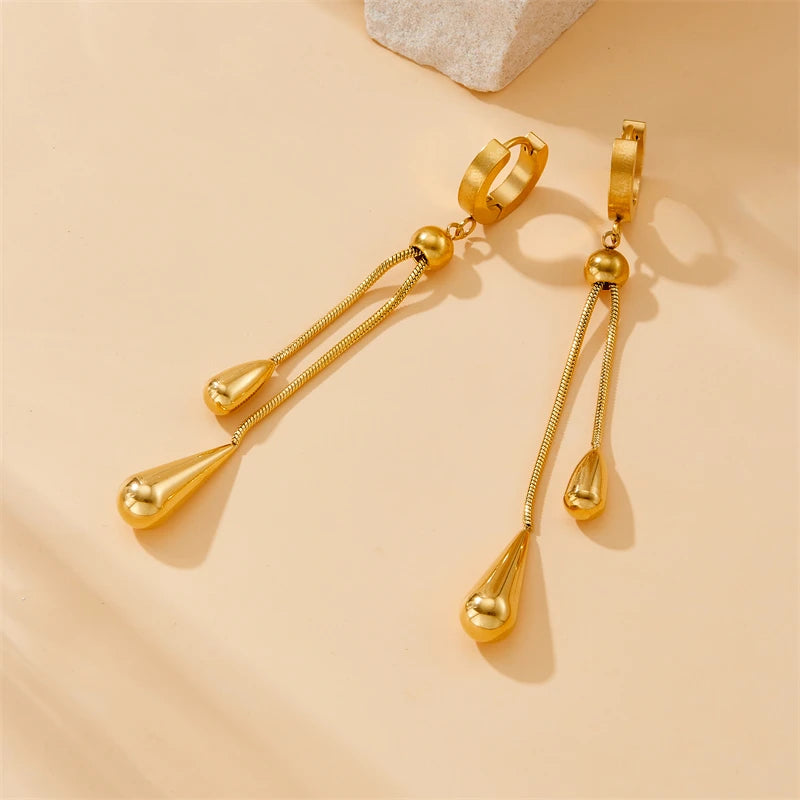 Gold Water Drop Tassel Jewelry Set | Necklace & Earrings for Women | Afrocentric