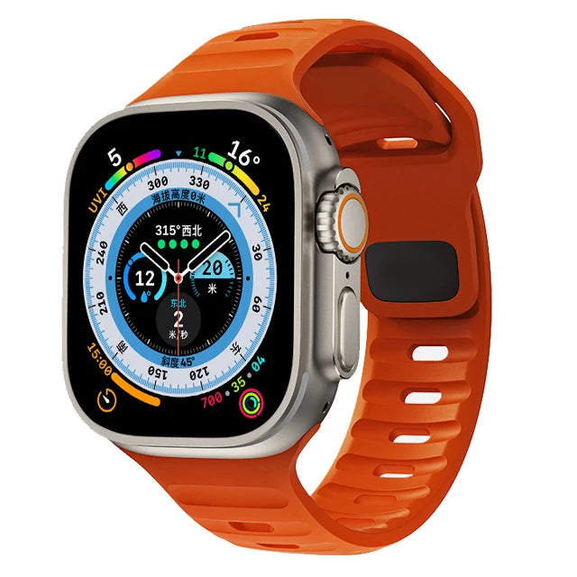 Silicone Sport Band for Apple Watch | Soft Rubber Strap for All Series & Ultra deep orange | Afrocentric