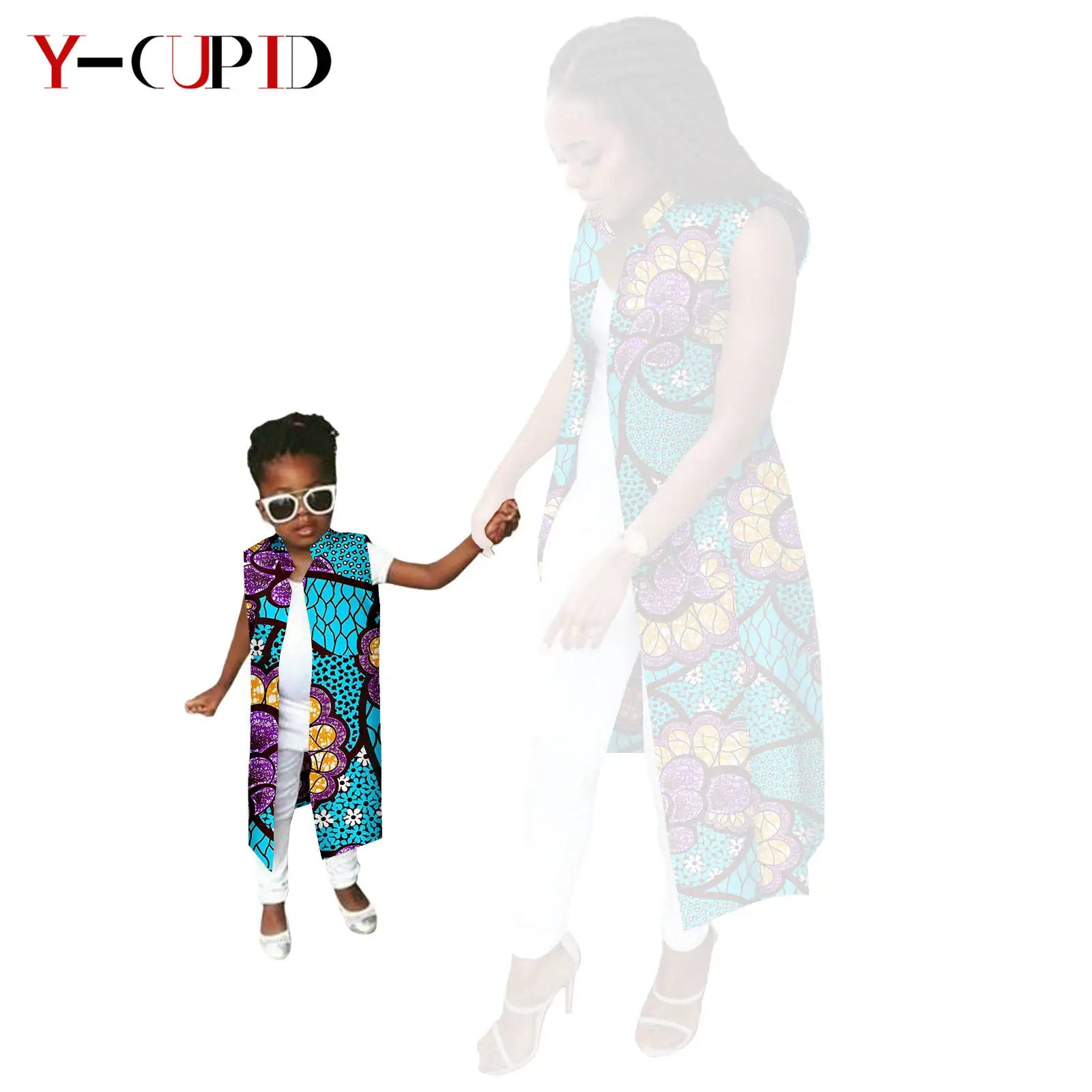 African Print Long Vest for Women and Girls Dashiki Summer Cotton Ankara Mother Jacket Outfits Matching Daughter Clothes 24F041 618 Daughter | Afrocentric