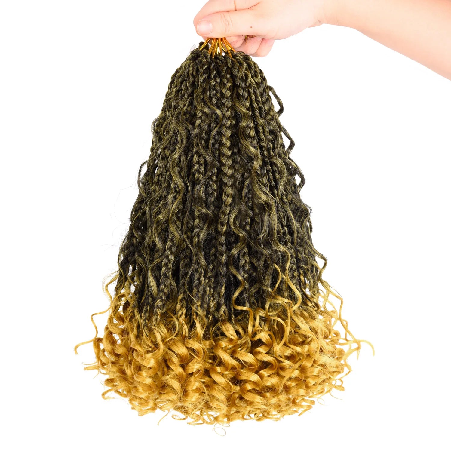 Goddess Box Braids Crochet Hair | 10 Inch Boho Curly Ends | 12 Strands Per Pack T1B 27 10inches | Afrocentric