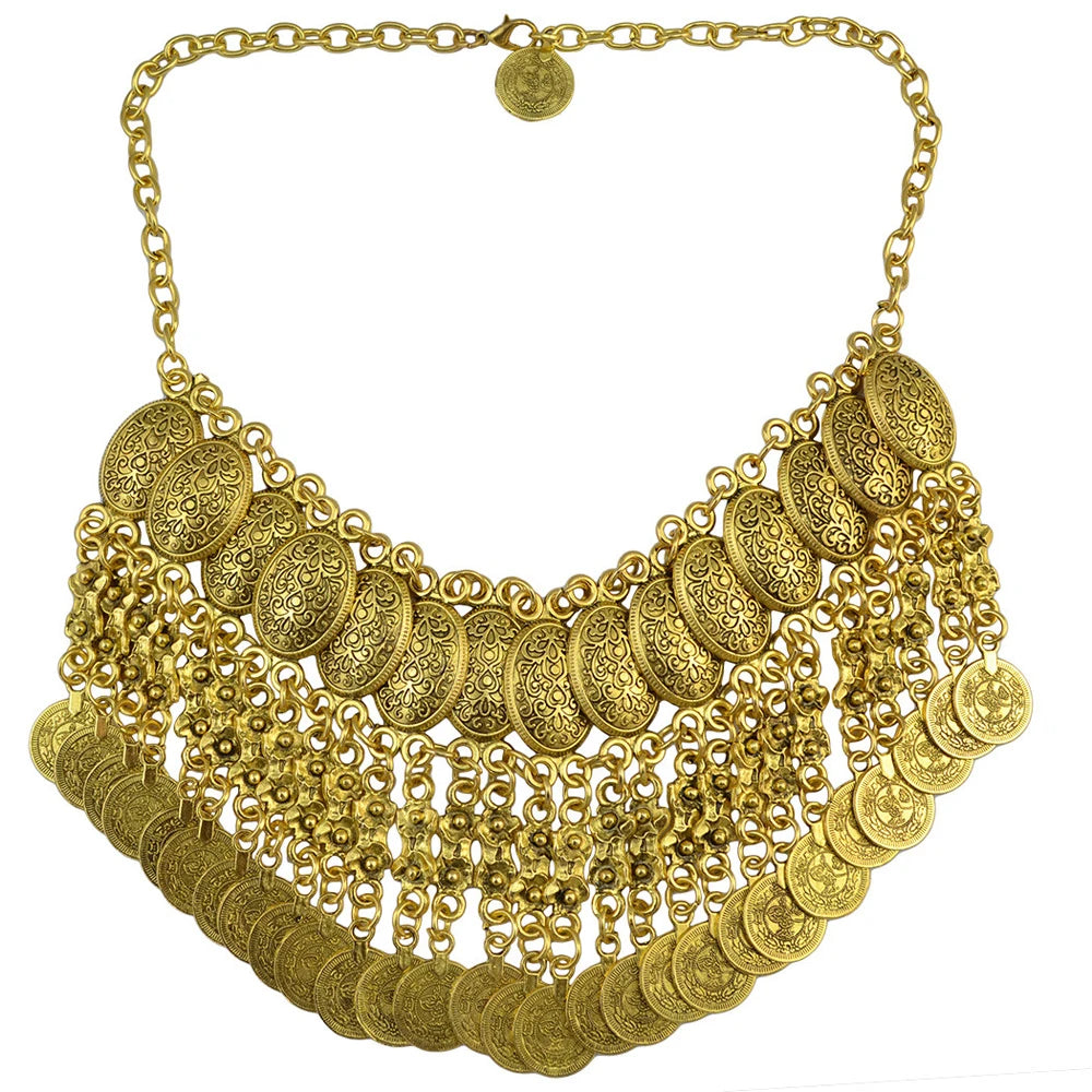 Boho Coin Tassel Choker golden D | Afrocentric