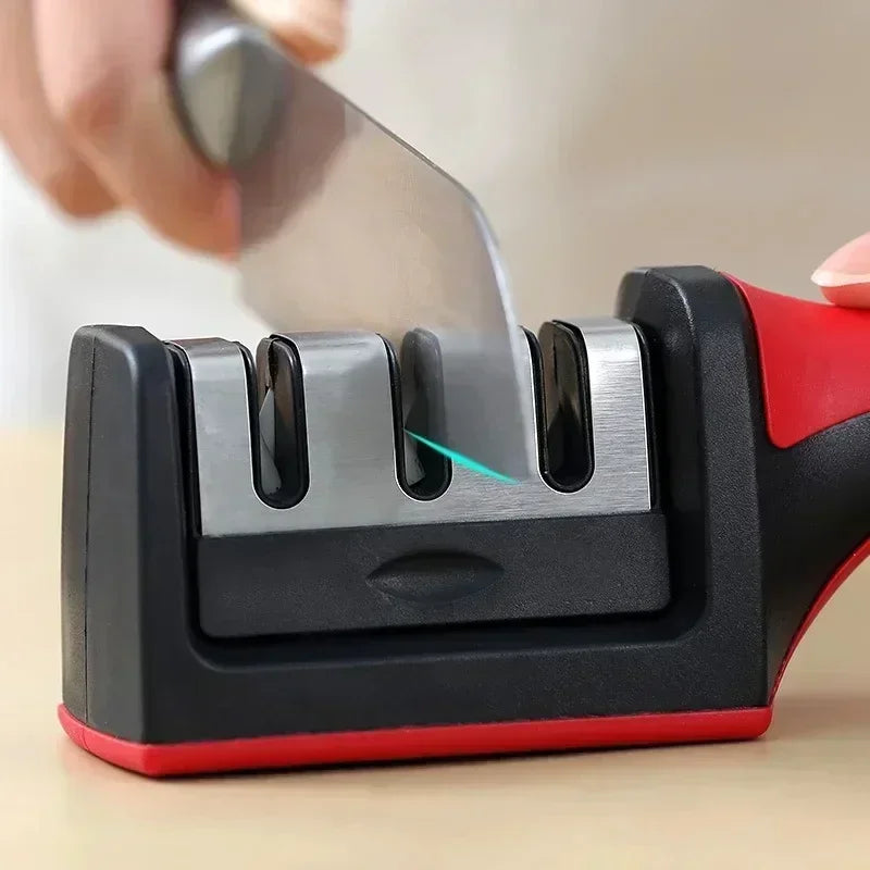 3-Stage Kitchen Knife Sharpener | Ceramic & Stainless Steel Handheld Sharpener | Afrocentric