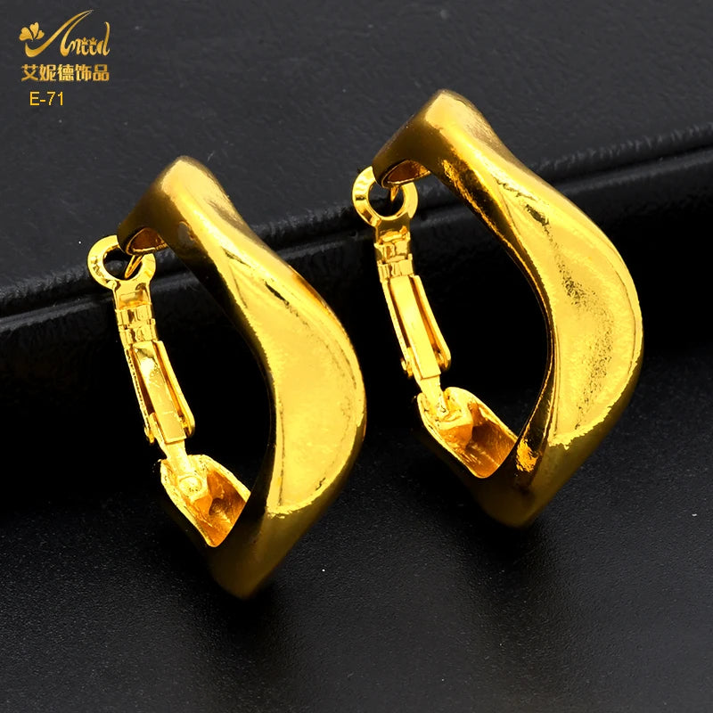 African Gold Round Statement Earrings E-71 | Afrocentric