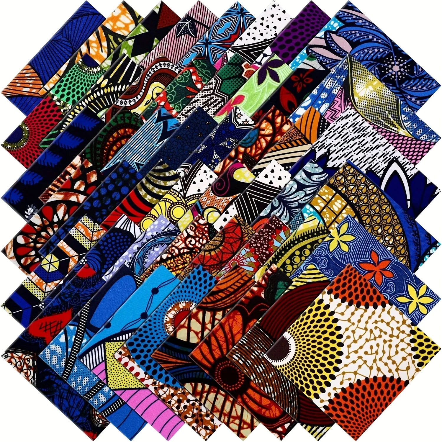 30/100pcs 4x4Inches pre cut fabric,Multicolor African Fabric Square No Repeat Patchwork Fabric Patchwork Bundles DIY MULTI | Afrocentric