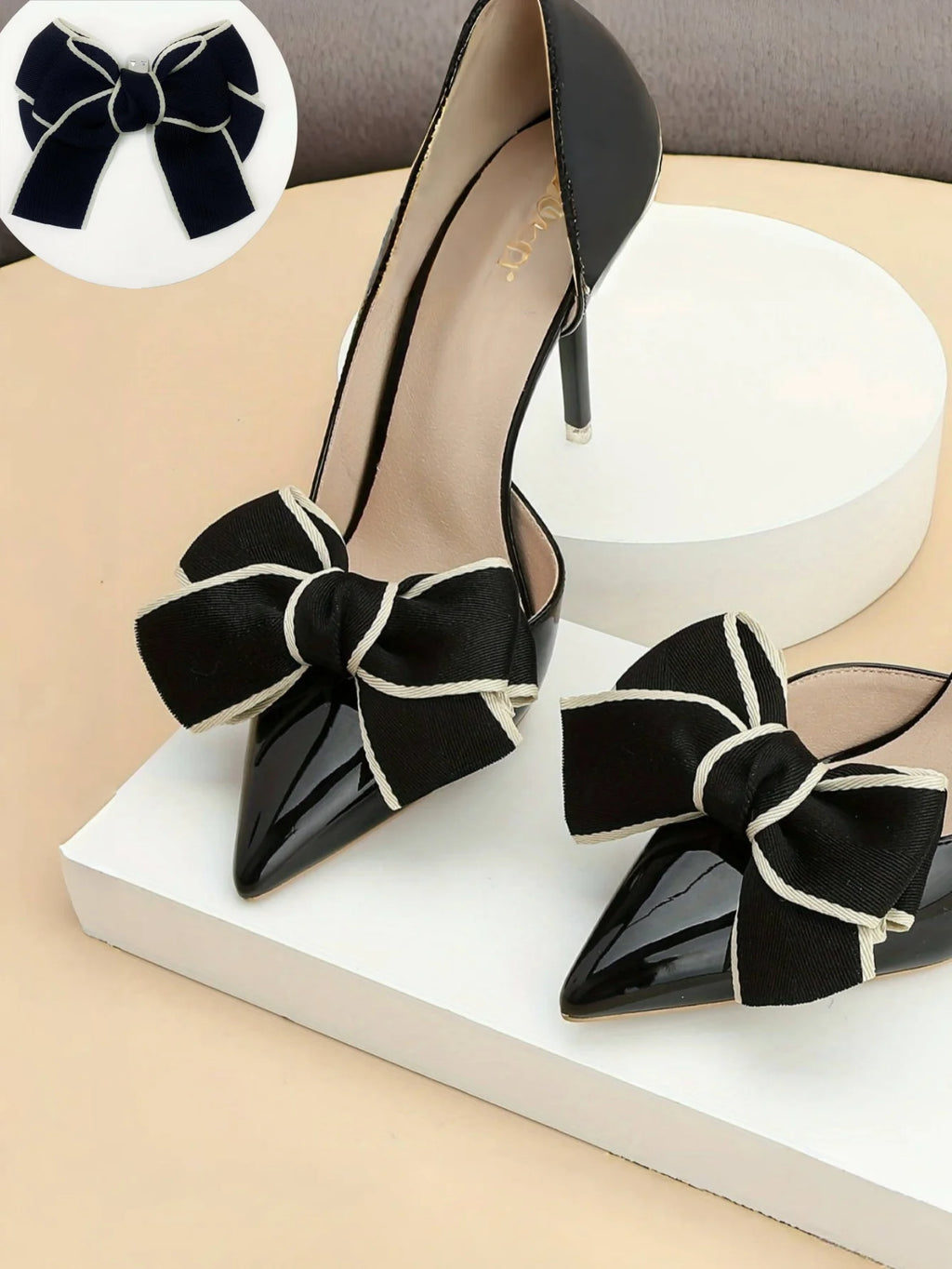2pcs Elegant Detachable Bow Shoe Clips - DIY Decoration for Sandals & Flat Shoes | Afrocentric