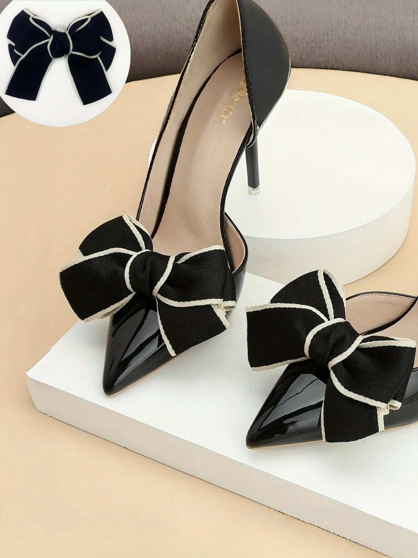 2pcs Elegant Detachable Bow Shoe Clips - DIY Decoration for Sandals & Flat Shoes | Afrocentric