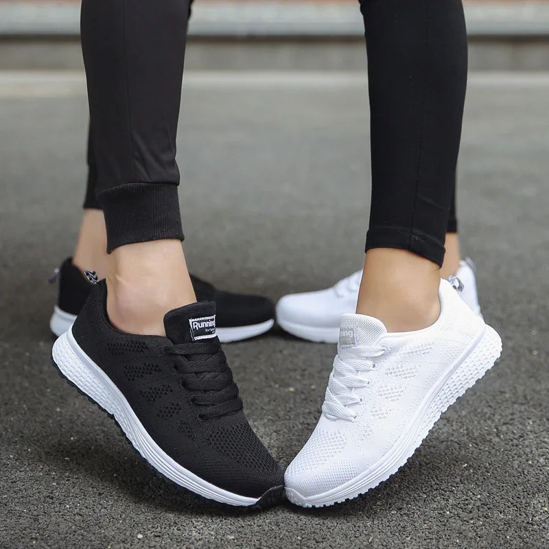 Women Casual Breathable Mesh Flat Sneakers - Lightweight Walking Gym Shoes | Afrocentric