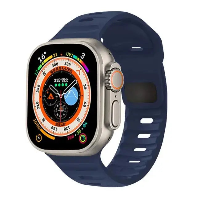 Silicone Sport Band for Apple Watch | Soft Rubber Strap for All Series & Ultra Midnight Blue | Afrocentric
