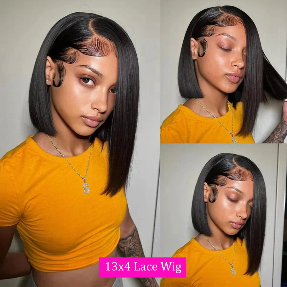 Bob Wig Human Hair | 13x4 HD Lace Front Glueless Pre-Plucked for Black Women | Afrocentric