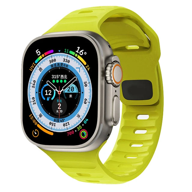 Silicone Sport Band for Apple Watch | Soft Rubber Strap for All Series & Ultra Shiny yellow | Afrocentric