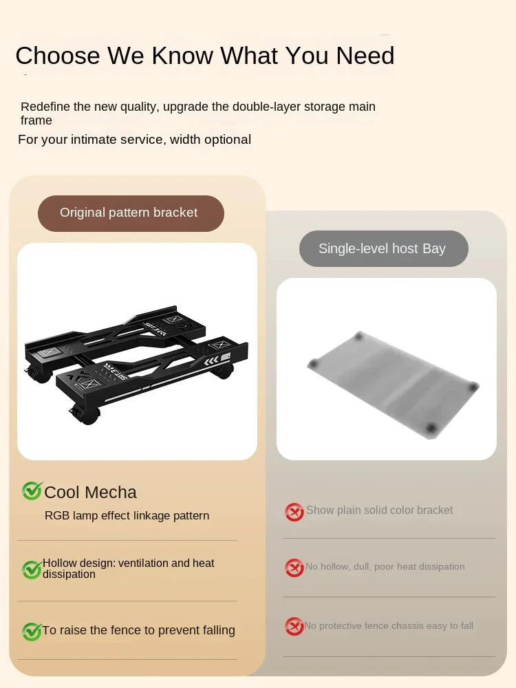 Adjustable CPU Stand with Wheels | Mobile PC Tower Desktop Floor Stand | Afrocentric