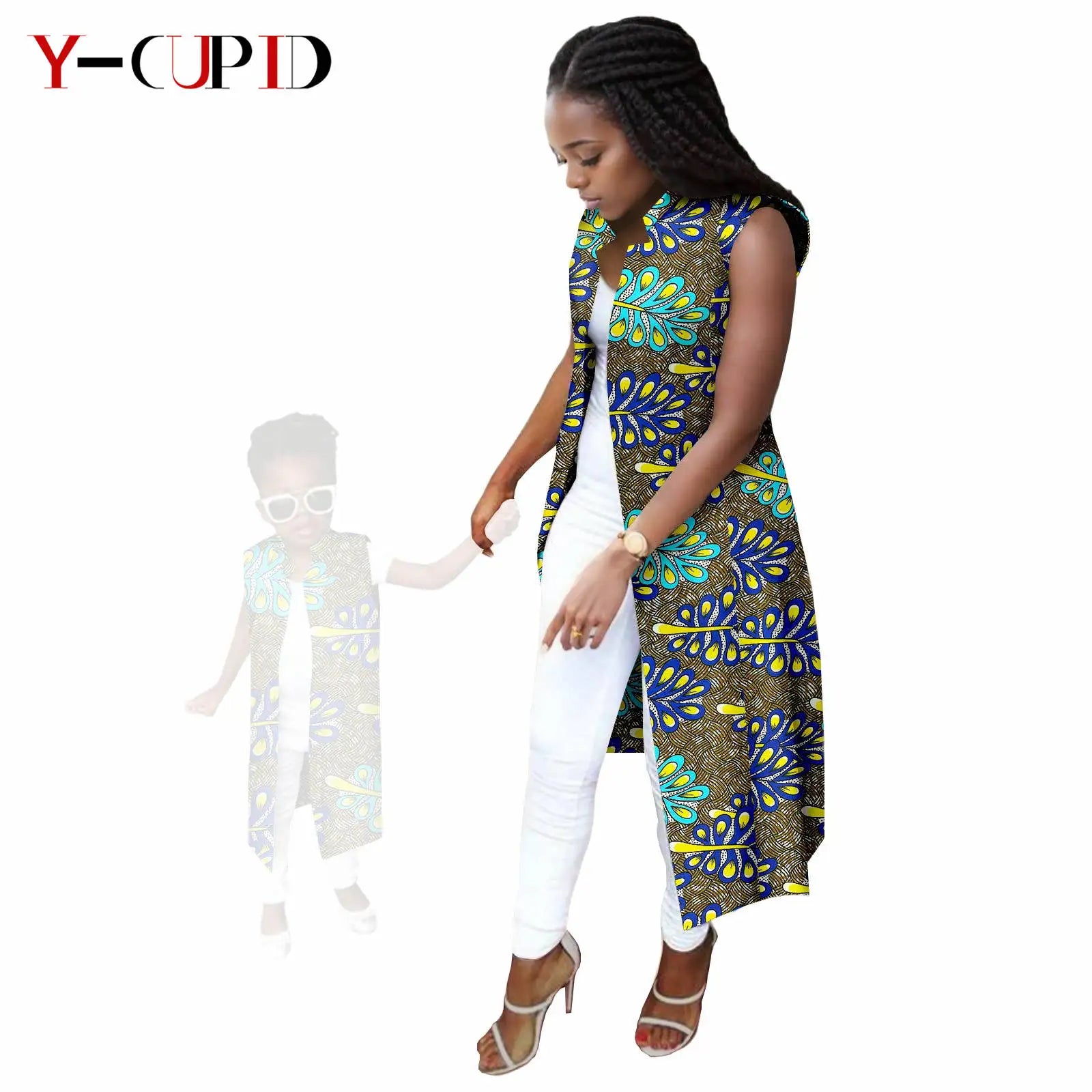 African Print Long Vest for Women and Girls Dashiki Summer Cotton Ankara Mother Jacket Outfits Matching Daughter Clothes 24F041 712 Mother | Afrocentric