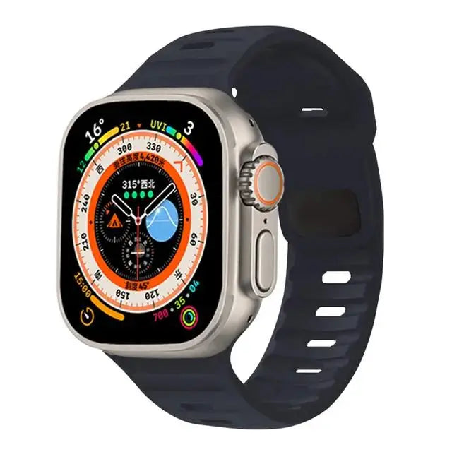 Silicone Sport Band for Apple Watch | Soft Rubber Strap for All Series & Ultra Midnight | Afrocentric