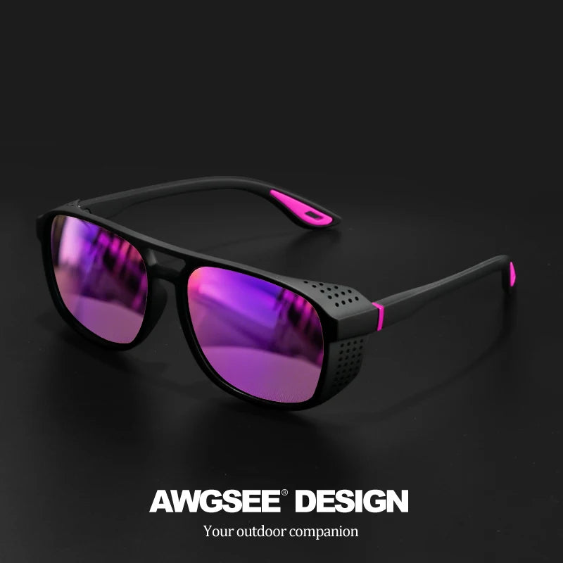 Polarized Sports Sunglasses | UV400 Mirror Lenses for Cycling, Running & Outdoor Sports C6 Purple | Afrocentric