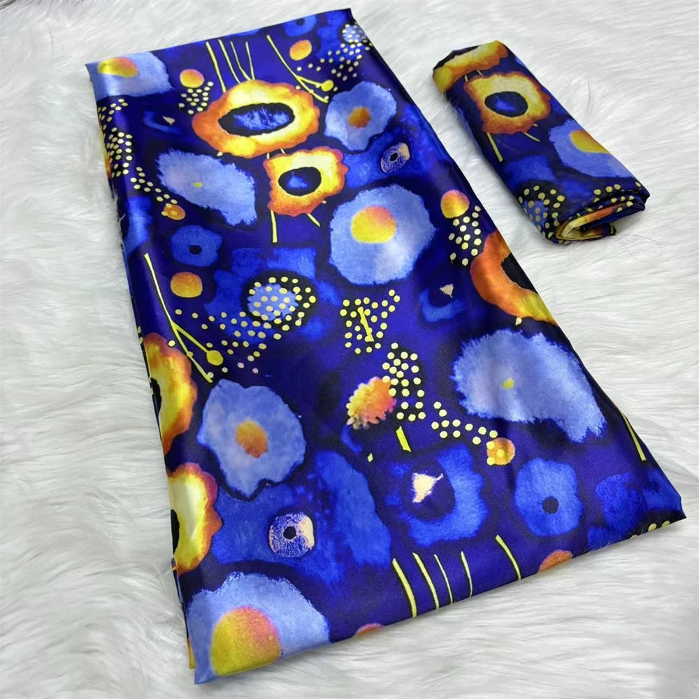 African Satin Silk Fabric High Quality Silk Fabric And Chiffon Tulle Blouse 4+2 Yards Nigerian Women Clothes Garment Cloth 31 6 yards | Afrocentric
