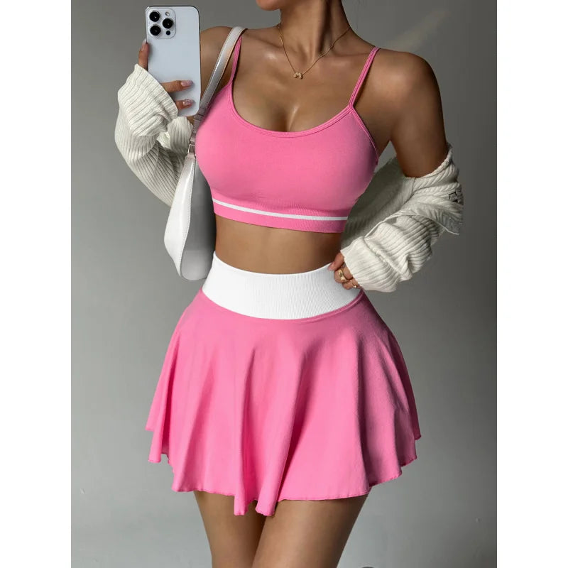 Women's 2-Piece Yoga & Fitness Set | Sports Bra + Skirt | Quick-Dry Sportswear | Afrocentric