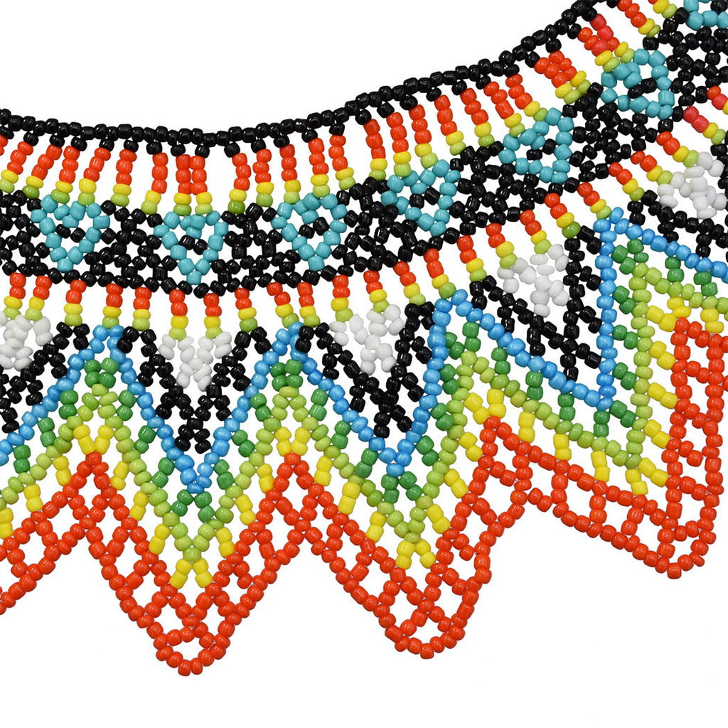 African Tribal Beaded Choker Necklace | Handmade Resin Bib | Afrocentric