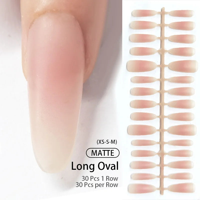 Matte Nude Press-On Nail Set | 30pcs Full Cover False Nails | French & Nude Styles 3 | Afrocentric