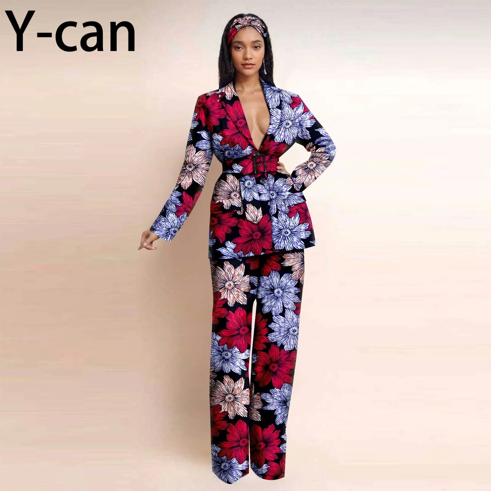 Dashiki Ankara Print African Women Set Traditional Long Sleeve Jacket Coat and Pants 2 Piece Suit Set Office Clothes 2426028 775 | Afrocentric