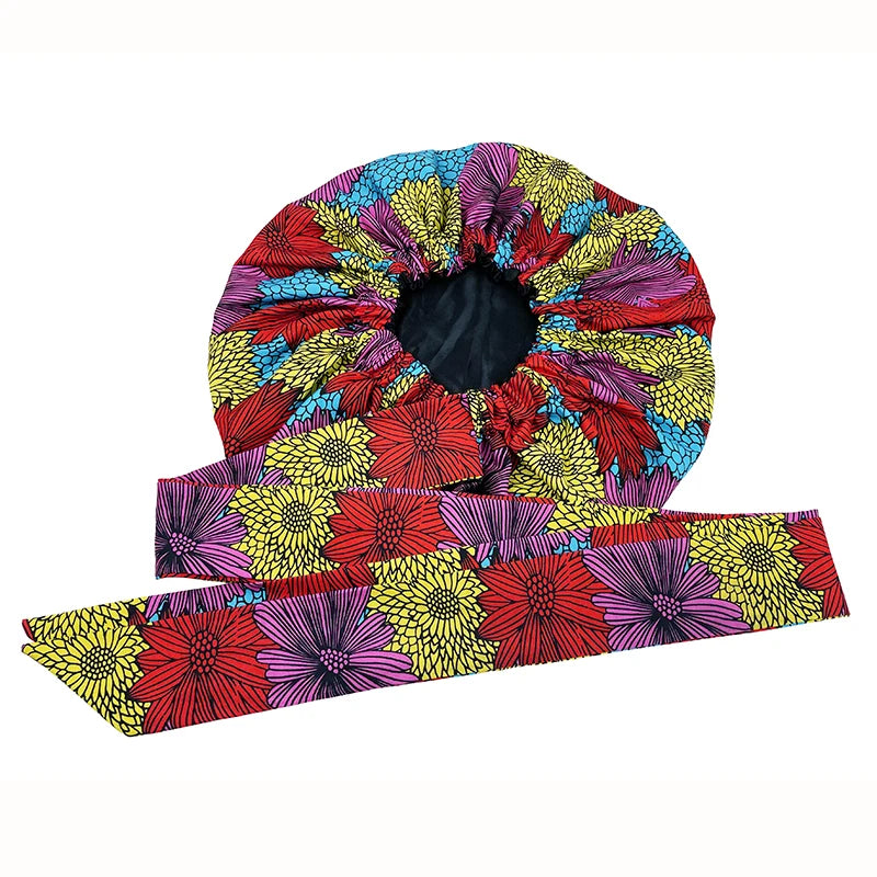 Ankara Print Satin Sleep Bonnet double layer-12 | Afrocentric