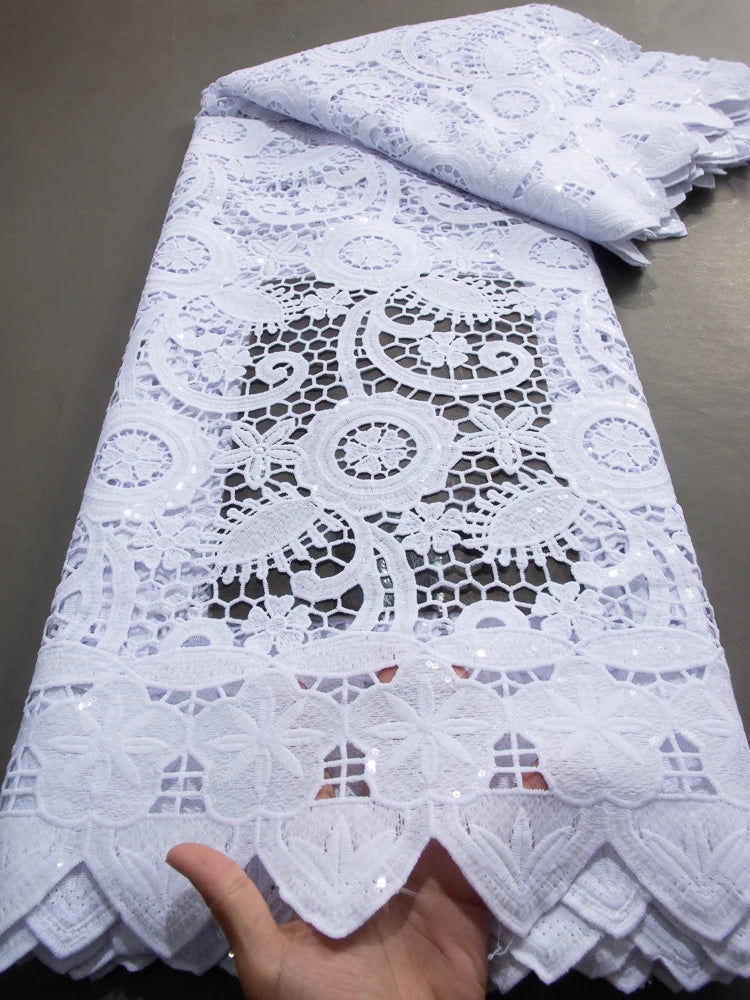 Kalume African Guipure Cord Lace Fabric with Sequins 2025 High Quality Nigerian Lace Fabrics 5 Yards for Wedding Dresses F3610 17african lace fabri 5yard | Afrocentric