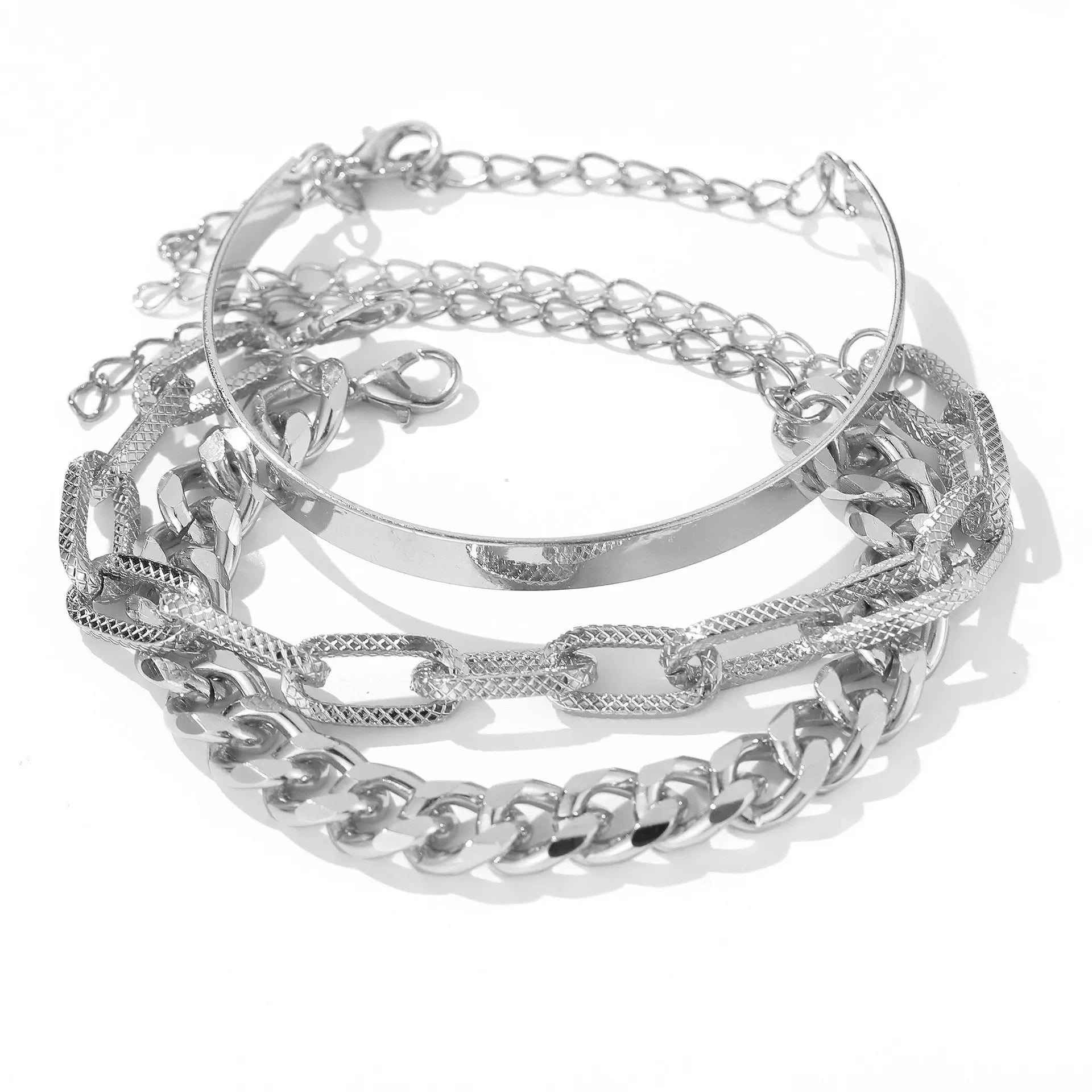 Boho Gold Chain Bracelet Set | Geometric Link Chain Open Bangle for Women | Afrocentric