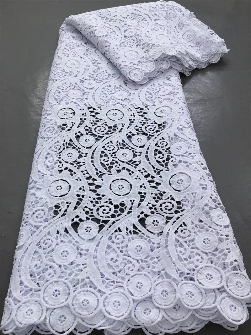 Kalume African Guipure Cord Lace Fabric with Sequins 2025 High Quality Nigerian Lace Fabrics 5 Yards for Wedding Dresses F3610 | Afrocentric