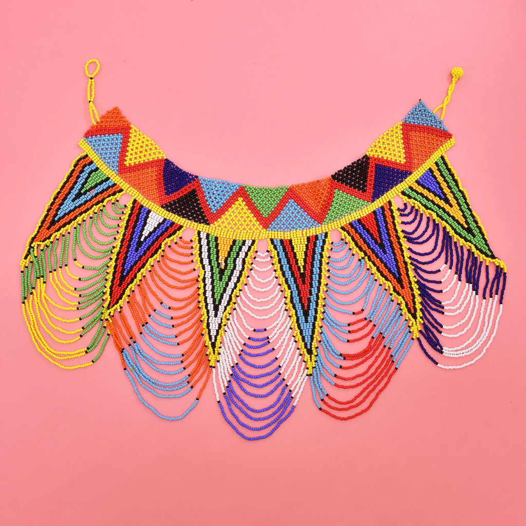 African Zulu Beaded Collar Necklace | Afrocentric