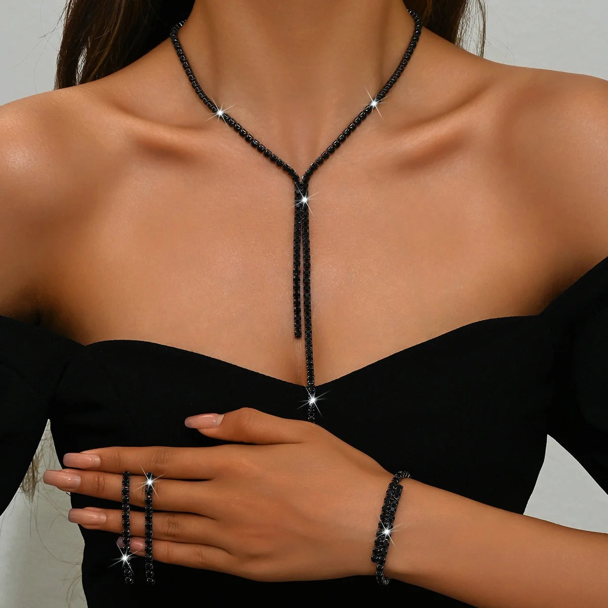 Geometric Jewellery Set | Necklace, Earrings & Bracelet for Weddings & Parties BLACK COLOR | Afrocentric