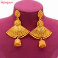 Gold Fan Shape Drop Earrings Gold-color China Mainland | Afrocentric