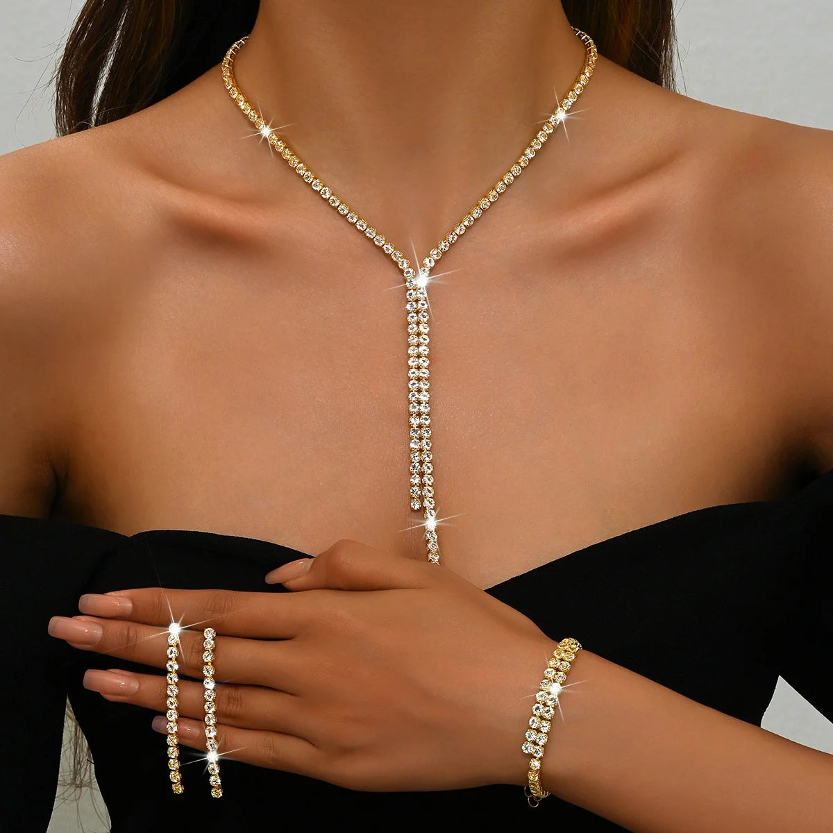 Geometric Jewellery Set | Necklace, Earrings & Bracelet for Weddings & Parties GOLD COLOR | Afrocentric