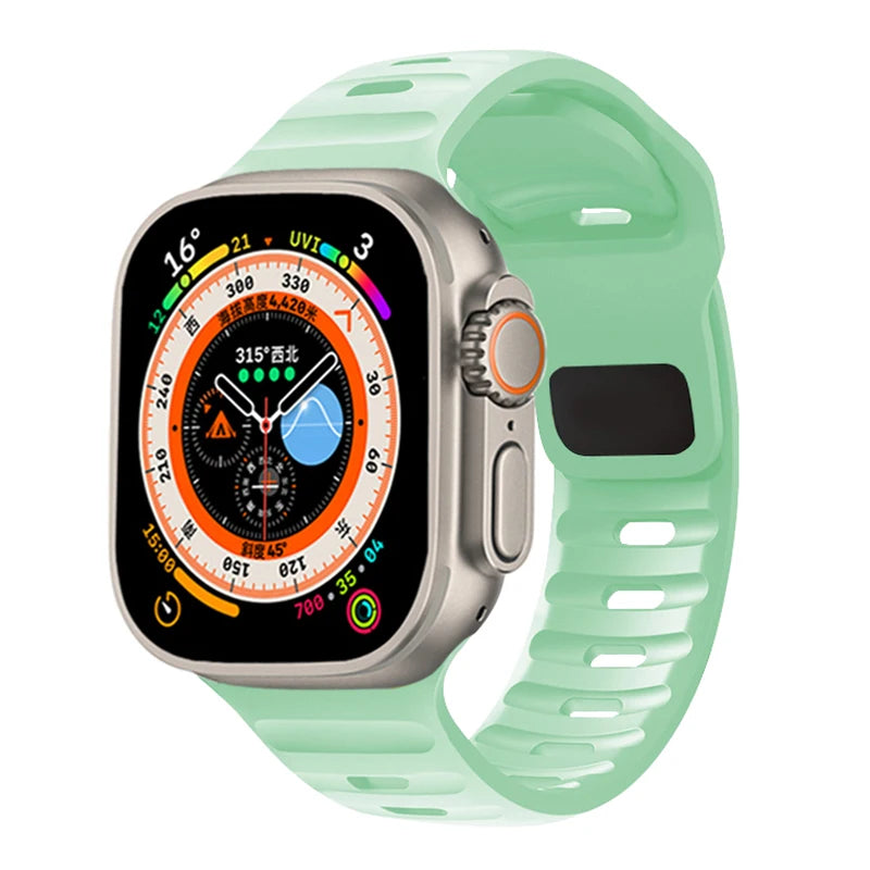 Silicone Sport Band for Apple Watch | Soft Rubber Strap for All Series & Ultra Pistachio | Afrocentric