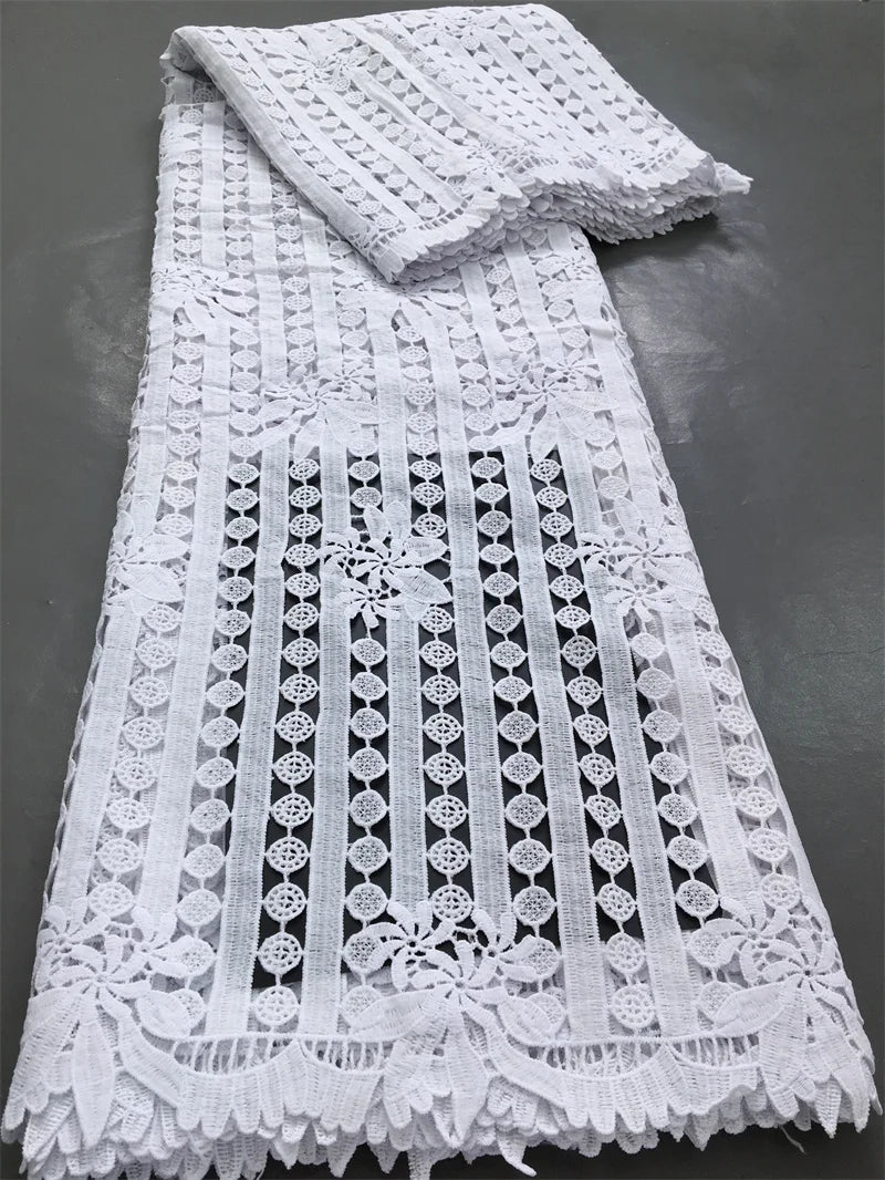 Kalume African Guipure Cord Lace Fabric with Sequins 2025 High Quality Nigerian Lace Fabrics 5 Yards for Wedding Dresses F3610 | Afrocentric