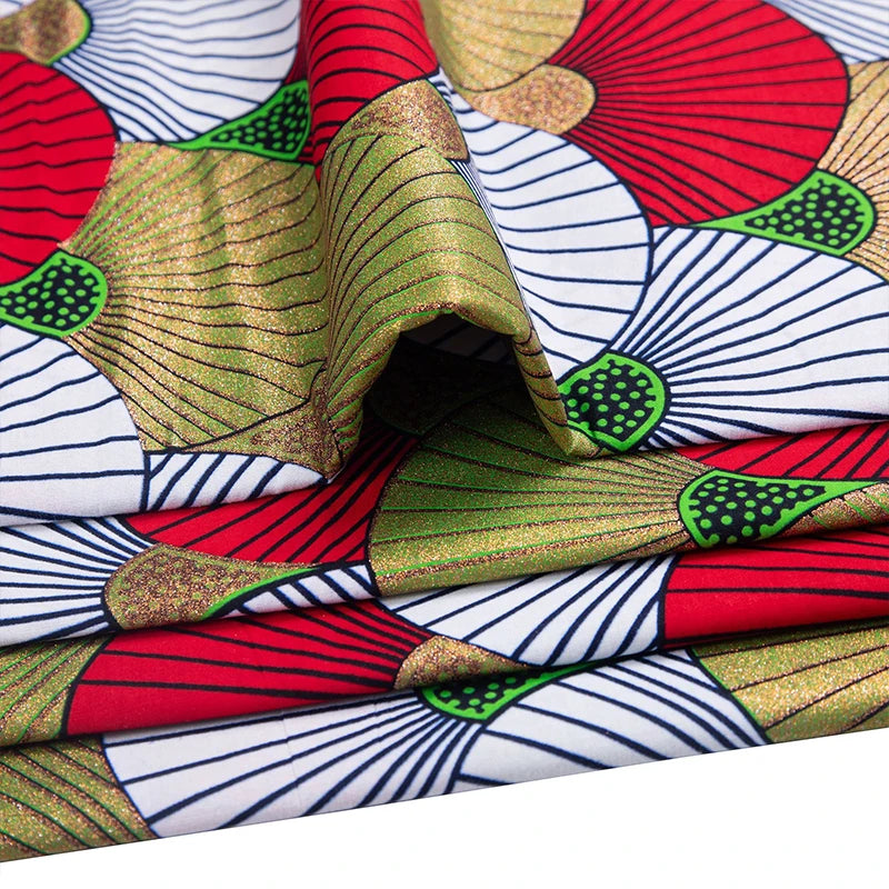 90x110cm African Ankara Cloth Women Glitter Glam Wax Fabric Cotton Soft Batik Golden Pagne Diy Craft Sewing Clothing Supplies | Afrocentric