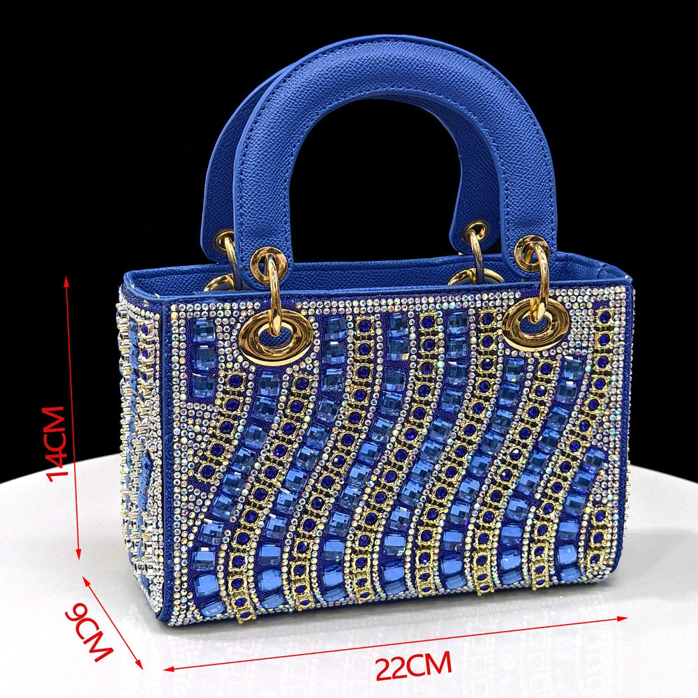 2025 Italian Fashion Pointed Toe Rhinestone Women Heels & Bag Set | Afrocentric