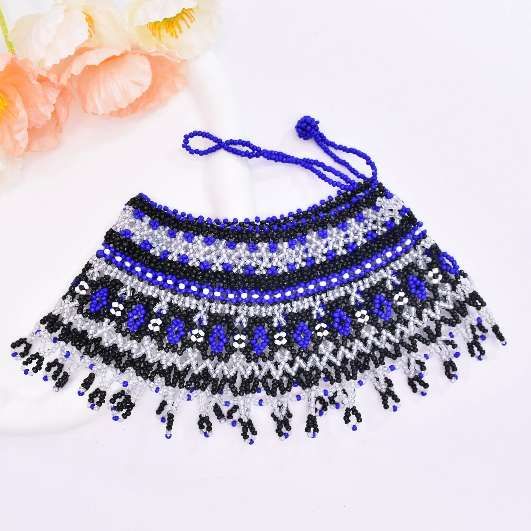 African Tribal Beaded Choker Necklace | Handmade Resin Bib | Afrocentric