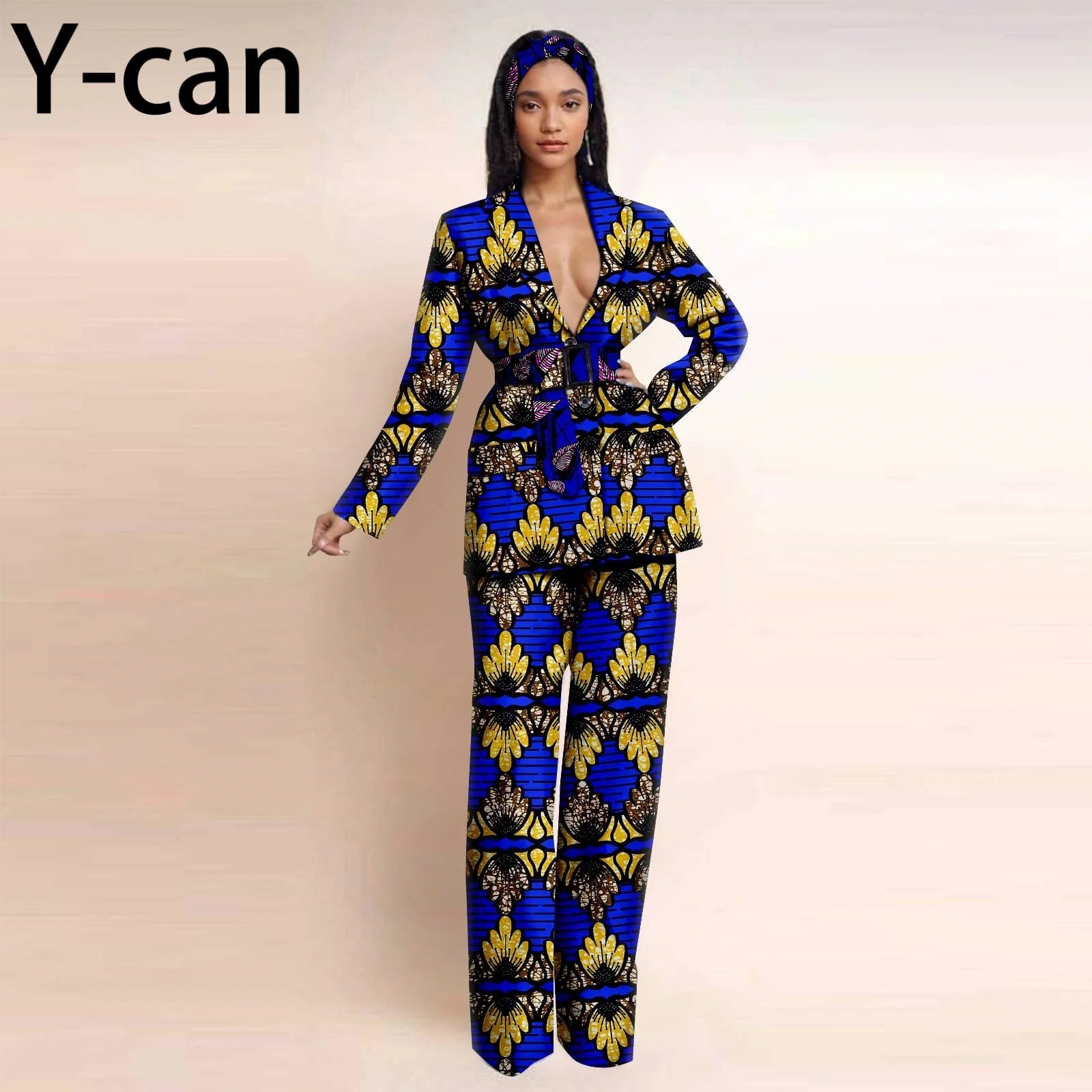 Dashiki Ankara Print African Women Set Traditional Long Sleeve Jacket Coat and Pants 2 Piece Suit Set Office Clothes 2426028 776 | Afrocentric