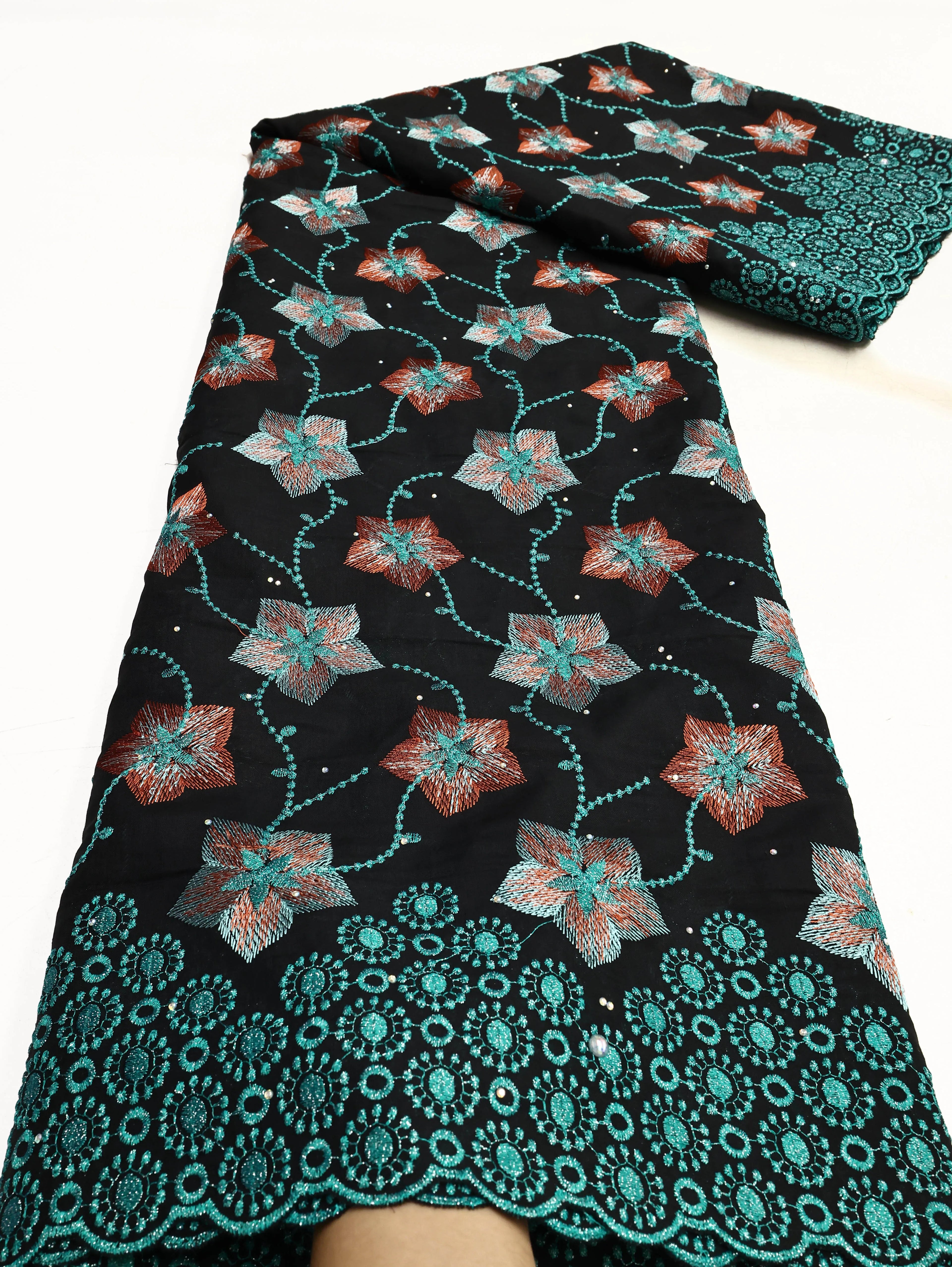 Swiss Voile Lace In Switzerland With 3D Flower Applique Stones 2026 Super Quality African Lace Fabric For Wedding Lace Dress LY3966-7 120cm 5 Yards | Afrocentric