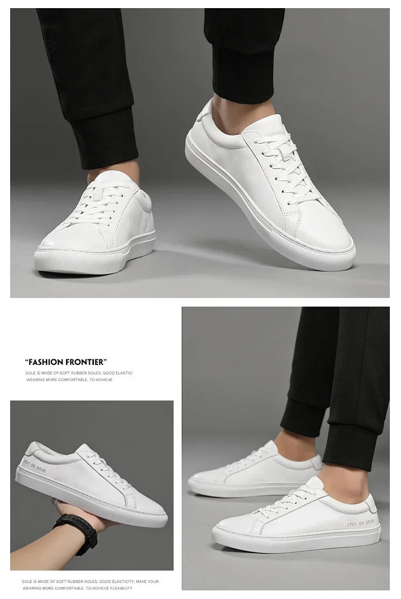Italian Genuine Leather Men's Shoes 2025 - Designer White Comfortable Walking Shoes | Afrocentric