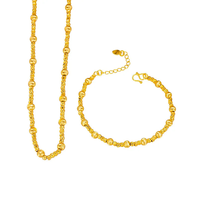 Luxury 24K Gold Cat's Eye Galaxy Bead Necklace & Bracelet Set | Afrocentric