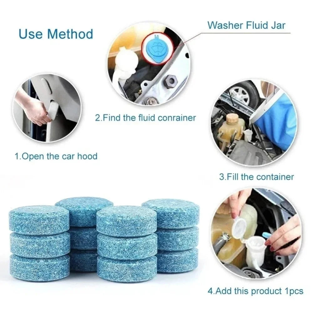 Car Windscreen Cleaner Effervescent Tablets | Concentrated | 10–300 pcs | Afrocentric