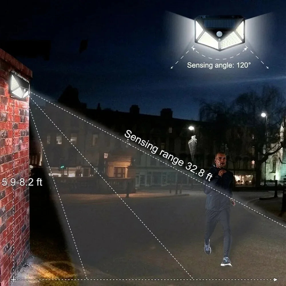 Solar Motion Sensor Wall Light | 100 LED Outdoor Security Light with 3 Modes | Afrocentric