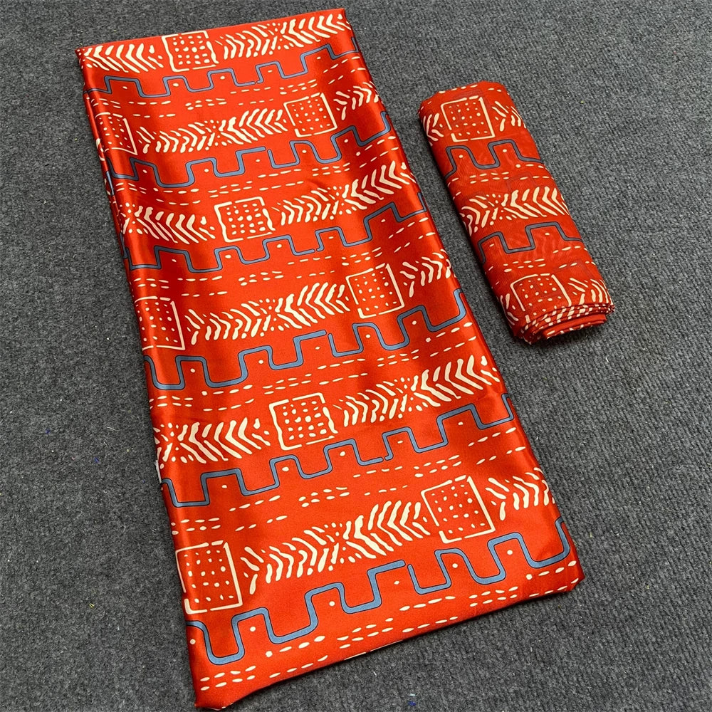African Satin Silk Fabric High Quality Silk Fabric And Chiffon Tulle Blouse 4+2 Yards Nigerian Women Clothes Garment Cloth | Afrocentric