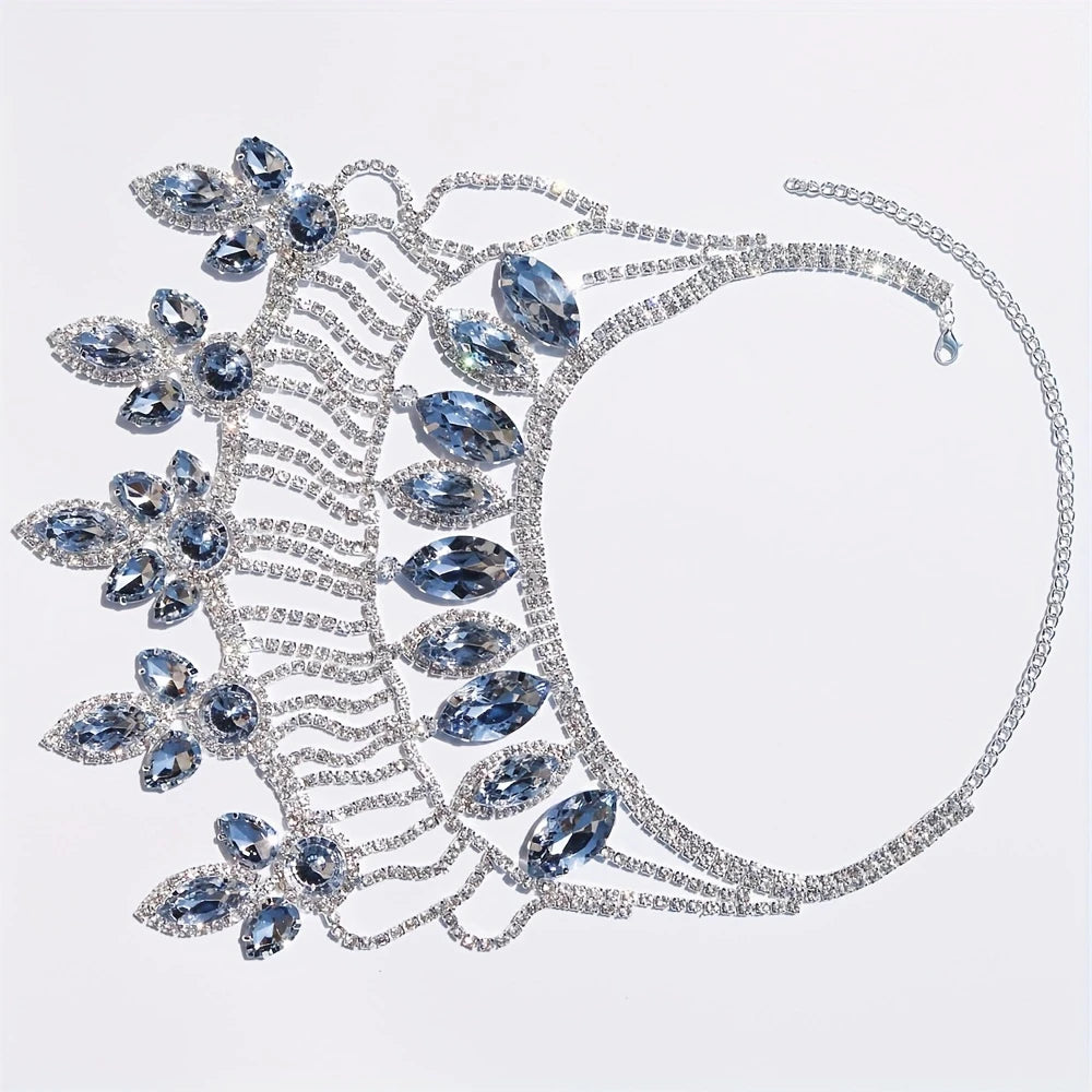 Crystal Rhinestone Choker Necklace | Luxury Geometric Water Drop Chain Collar | Afrocentric