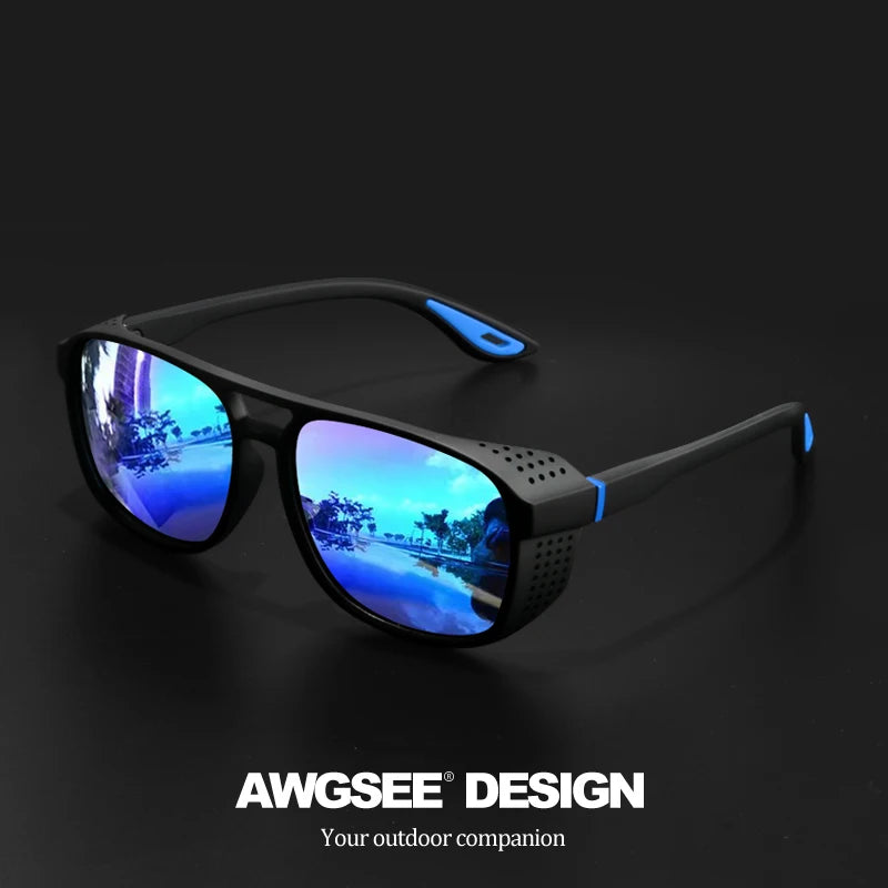 Polarized Sports Sunglasses | UV400 Mirror Lenses for Cycling, Running & Outdoor Sports C3 Blue | Afrocentric