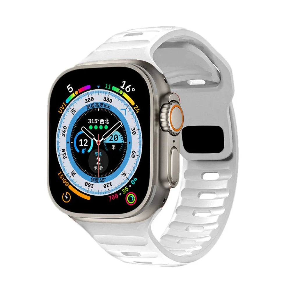 Silicone Sport Band for Apple Watch | Soft Rubber Strap for All Series & Ultra White | Afrocentric