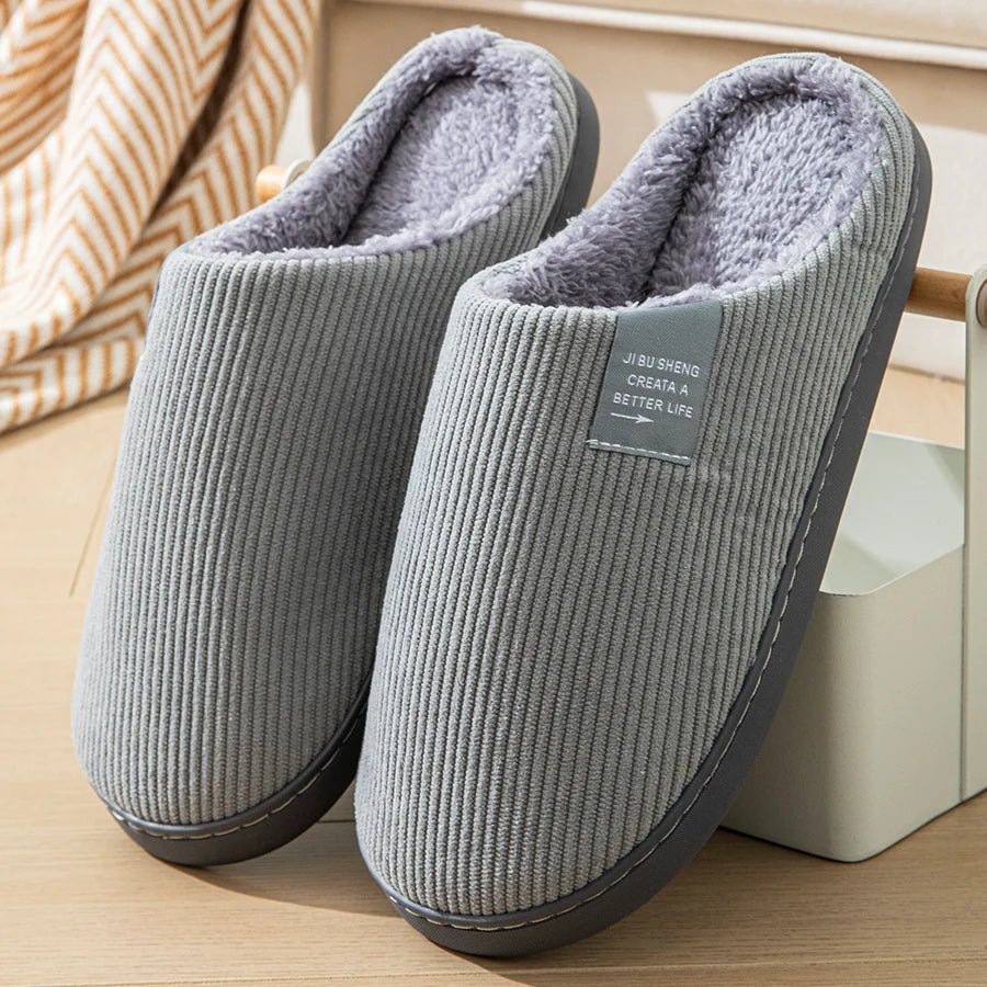 Women's Thick-Soled Plush Household Slippers - Non-Slip Warm Indoor Winter Slippers GRAY | Afrocentric
