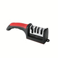 3-Stage Kitchen Knife Sharpener | Ceramic & Stainless Steel Handheld Sharpener Red 22cm | Afrocentric